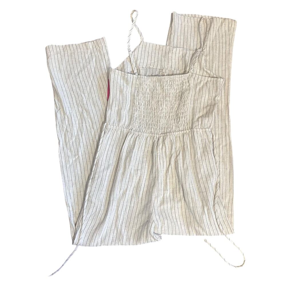 Monteau Los Angeles Women's Pin strip Pants Linen blend jumper size M NWT - Picture 5 of 5